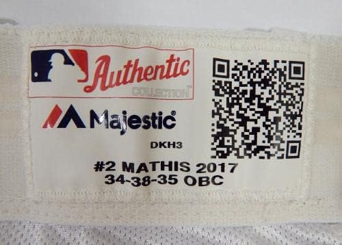 2017 Arizona Diamondbacks Jeff Mathis 2 משחק משומש במכנסיים לבנים 34-38-35 89-משחק משומש מכנסי MLB