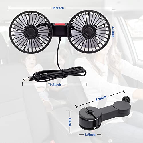 מאוורר מכוניות בולניות, מאוורר מכוניות 5V למושב אחורי 360 מעלות, מאוורר USB נייד לרכב עם מאוורר מושב