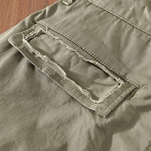גברים מכנסיים קצרים מכות כותנה מרובות כיס משקל קלים במצוקה מטען רזה מכנסיים קצרים חיצוניים קיץ ישר קצר