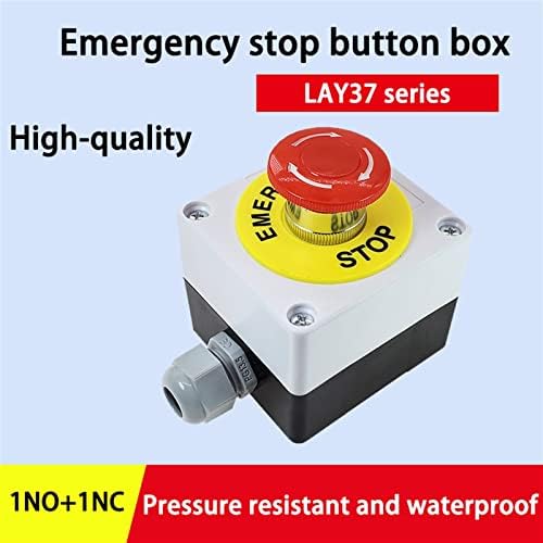 כפתור לחיצה על עצירה חירום של FACDEM עם קופסה 22 ממ 1 NO 1 NC 10A 660V קופסה אטומה למים כפתור כפתור