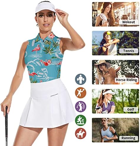 חולצת גולף ללא שרוולים של Soneven Womens חולצות טניס מודפסות