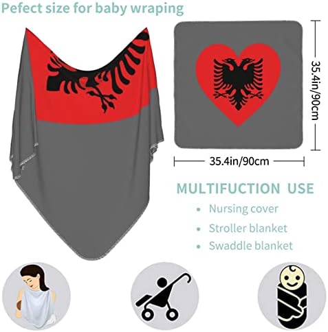 אהבה דגל אלבניה שמיכה לתינוק מקבלת שמיכה לעטיפת כיסוי חוט -יילוד של תינוקות
