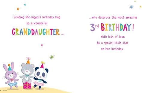 כרטיס יום הולדת לנוער גיל 3 נכדה - 9X6 אינץ ' - פרסום מלכותי