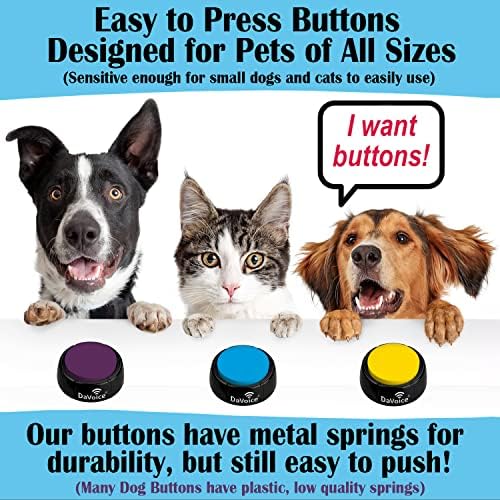 כפתורי כלבים של Davoice לתקשורת, כפתור הניתן להקלטה עבור סט כפתור שיחה של כלב חתול, כפתורי תקשורת לכלבים,