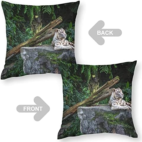 מנוחה של נמר לבן ביער מרובע כרית מרובע כרית פוליאסטר כיסויים לזרוק כיסויי כריות לעיצוב ספה