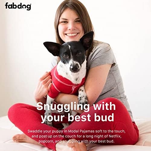 Fabdog Super Soft 16 כלב מודאלי פיג'מה אדומה עם סט ארץ מודאלי אנושי תואם בינוני של צרור פיג'מה