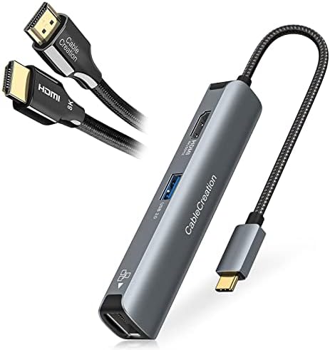 5-in-1 USB C Hub מתאם Multiport 4K 60Hz HDMI צרור עם כבל HDMI 8K 6K 6.6 ft