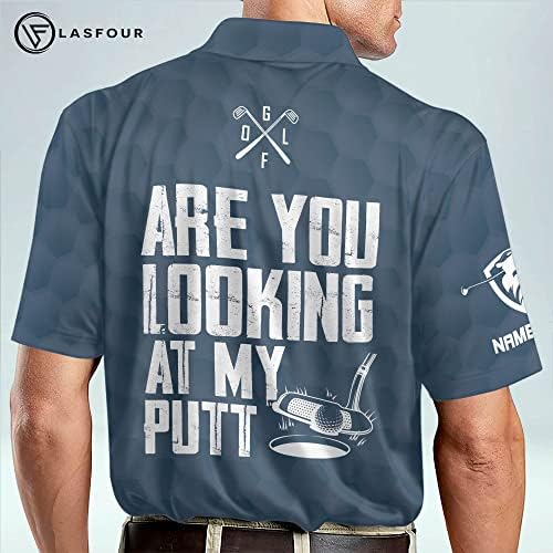 חולצות גולף בהתאמה אישית של Lasfour לגברים פולו מצחיק, אמריקאי שרוול קצר בכושר יבש, חולצות גולף לגברים