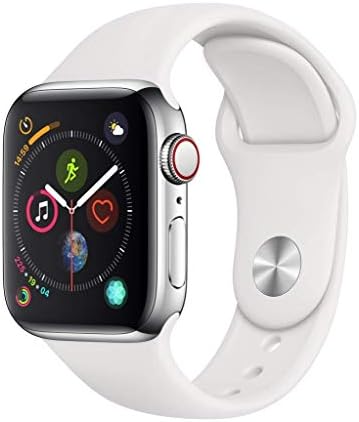 Apple Watch Series 4 - מארז נירוסטה עם פס ספורט לבן