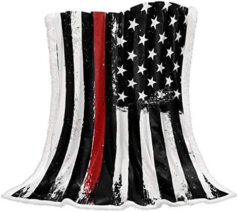 שרפה פליס זורקת שמיכה שחור לבן ואדום דגל אמריקאי עיצוב בית עיצוב בית מפוזרים וזריקות חמות ונעימות, מכבדות