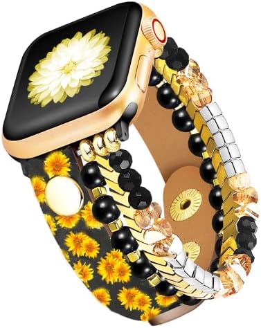 להקת Holloween Skull חרוזים להולוין עבור Apple Watch Brcelet Sunflower נשים 38 ממ/40 ממ/41 ממ/42 ממ/45