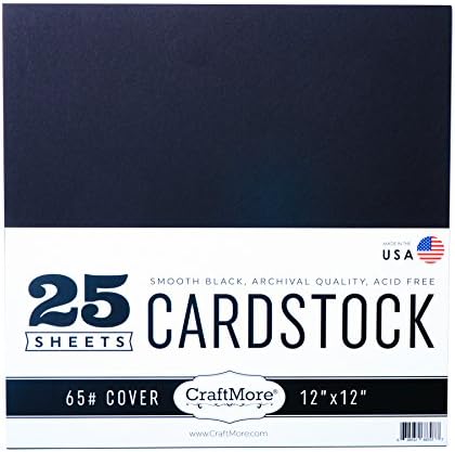 חבילת ערך נייר של Craftmore Card, 12 על 12 אינץ ', שחור, 25 גיליונות