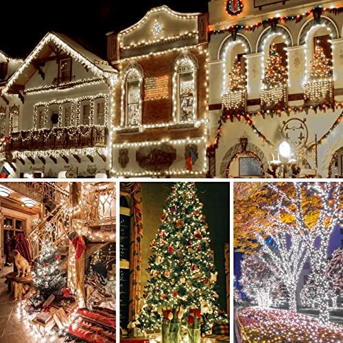 אורות חג המולד של gdealer חיצוניים 500 רטוב 164ft 8 מצבים עץ חג המולד אורות מיתר אורות לבנים קרירים