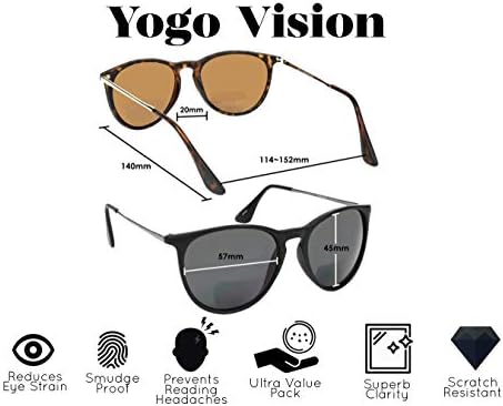 חזון יוגו משקפי שמש דו -פוקליים לגברים ונשים 2 משקפי קריאה PK UV400 הגנה