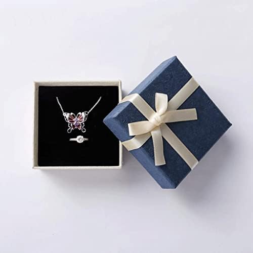 תכשיטי קופסא קרטון אריזת אריזת מתנה כחול אפור עגיל שרשרת טבעת תצוגת אריזה 5 קופסות / תיק