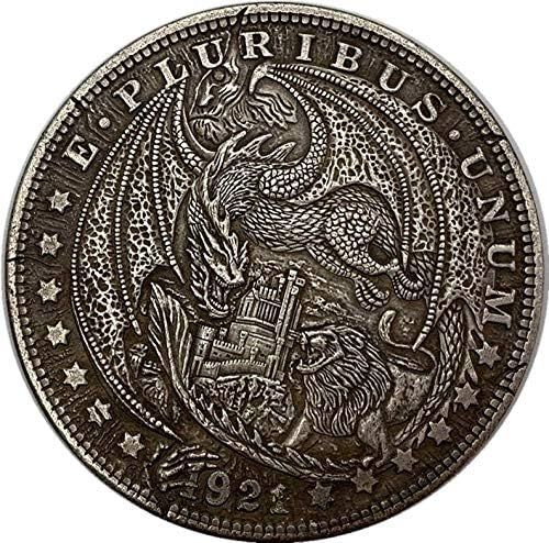 1921 דרקון מטבעות משוטט ואריות נלחמים בנחושת עתיקה וכסף להנצחה מטבע קישוטי קישוטים מתנות אוסף מתנות