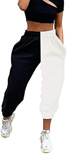 מלהידי נשים אלסטיות גבוהות המותניים המותניים מכנסיים מכנסיים בצבע מכנסי טרנינג עם כיסים