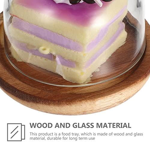 קבילוק זכוכית כיפת עוגת דוכן תצוגת מכוסה קינוח כוס עוגת מגש עם זכוכית כיסוי עץ הקאפקייקס בסיס מסיבת