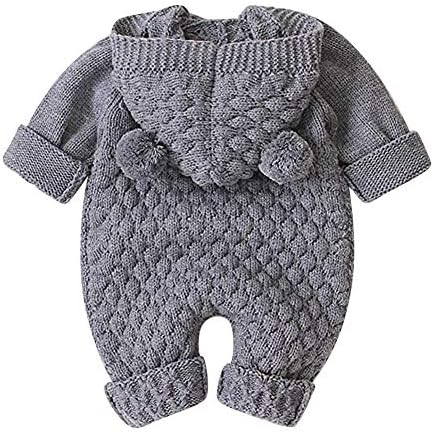 Obeeii Baby Boy Sweater Sweater Romper סרוג סרבל סרבל ברדס בגדים חמים חמודים