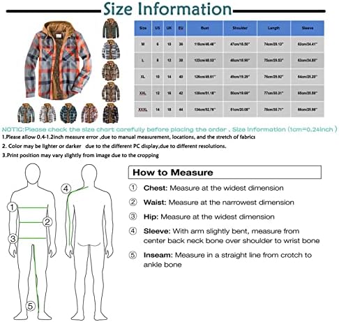 ז'קט חולצת פלנל עבה של גברים חורפית מרופדים, ז'קט פלנל עבה, ז'קט פלנל משובץ עם שרוולים ארוכים, כפתור