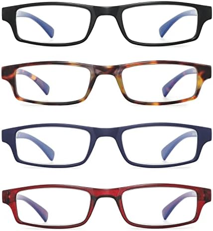 לויקו 4 מארז מלבן צר קריאת משקפיים כחול אור חסימת נשים גברים קל משקל קומפקטי קוראי מחשב משקפיים