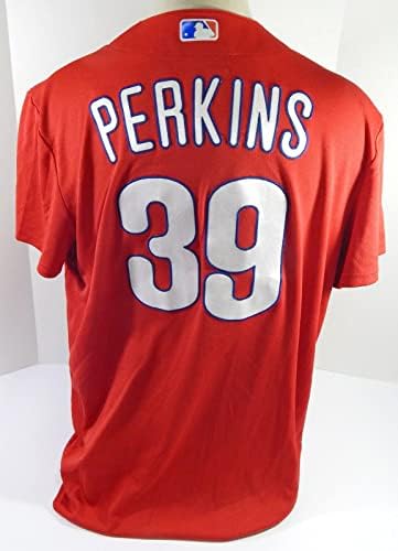 פילדלפיה פיליס פרקינס 39 משחק השתמשו בג'רזי אדום הרחבה ST BP XL 696 - משחק משומש גופיות MLB
