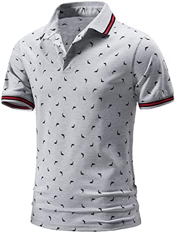 חולצות פולו של ZDFER לגברים, חולצת גולף שרוול קצר הקיץ הדפס מזדמן ספורט טריקו כותנה כותנה רזה כושר צווארון