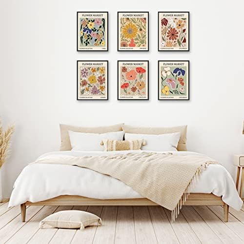 פרחי סיקיוקור שוק קיר קיר אמנות הדפסים פוסטר מינימליסטי חדר בוטני תפאורה קיר כרזות קיר תפאורה אסתטית