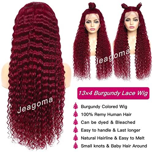 פאות תחרה קדמיות אדומות בצבע בורדו גל עמוק 13 * 4 פאות תחרה פרונטאלית לנשים שחורות שיער טבעי 99 ג '