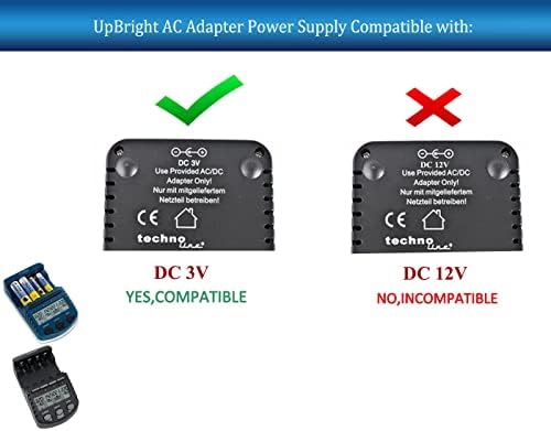 מתאם Upbright 3V AC תואם לטכנולוגיית La Crosse BC-700 BC-900 Alpha Power NICD/NIMH מטען סוללות טכנולוגיות