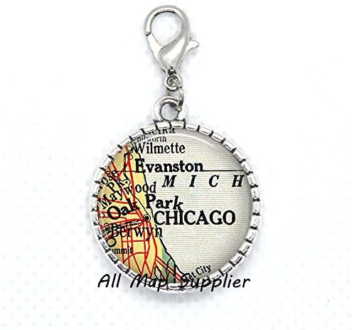 AllMapsupplier אופנה רוכסן מושך את רוכסן המפה של שיקגו משיכה, אבזם לובסטר מפה של שיקגו, רוכסן שיקגו