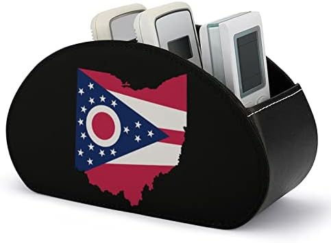 אוהיו מדינת דגל מפת עור מפוצל שלט רחוק מחזיקי אופנה מארגן שולחן תיבת אחסון עם 5 תא