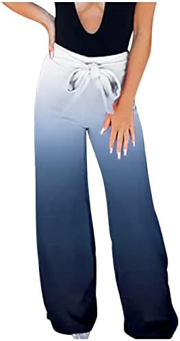 מכנסי רגל רחבים של פיררו לנשים, מכנסיים עם מותניים גבוהים של נשים מזדמנים חוף רופף פלאצו שרוך מכנסיים