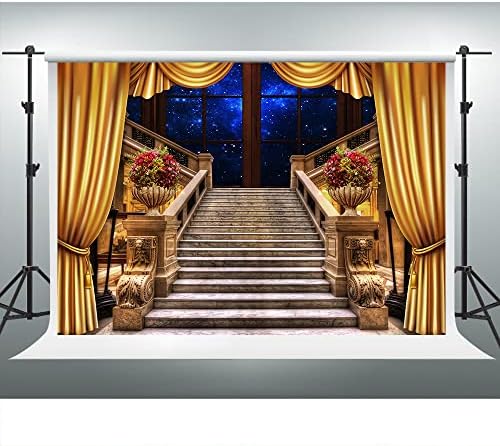10 על 10 רגל טירה מדרגות רקע לחתונה יום הולדת נסיכת ילדה תמונה לירות ישן מדרגות זהב תיאטרון רקע צילום