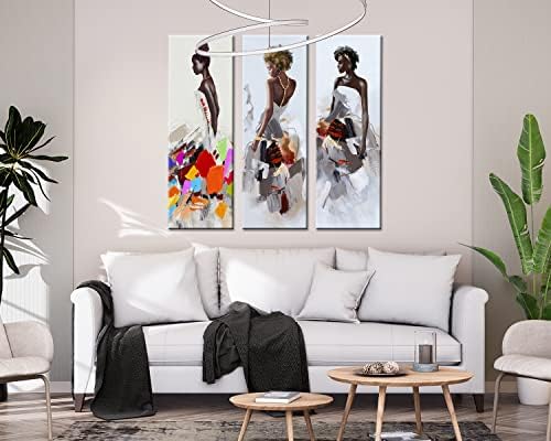 ארטינמה אמנות קיר אפריקאית אמריקאית גדולה, נשים שחורות בנות מציירות על בד קיר הדפס לסלון לעיצוב קיר