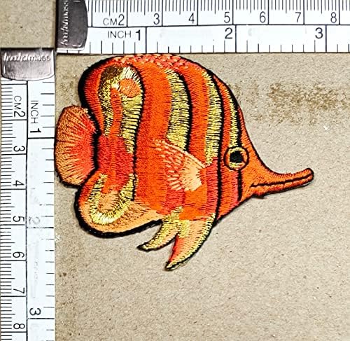 קליינפלוס 3 יחידות. כתום מלאך תיקוני אוקיינוס ים דגים לחיות מחמד קריקטורה מדבקה בעבודת יד רקום תיקון