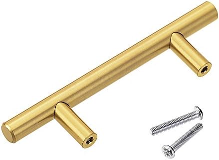 ליזאבו 701-320BB פליז מוברש ארון זהב מודרני מושך סגנון אירו מוצק ארוך סגנון T Bar ידיות ארונות מטבח-