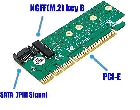 JMT NGFF M.2 B מפתח SATA-BUS SSD למתאם SATA3 עם כבל HEATSINK PCIE X1 X4 X8 X16 SLOT כבל SATA ל 2230