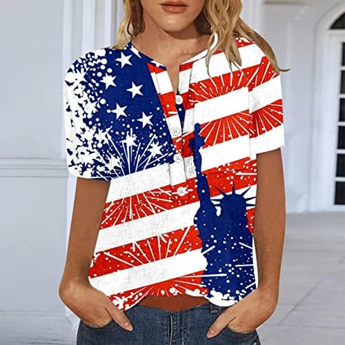 חולצות פטריוטיות לנשים דגל אמריקאי חולצות חולצות חולצות קיץ צמרות מזדמנים שרוול קצר טיז עניבה צביעה