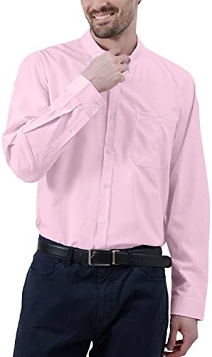 חולצות אוקספורד של Fastrockee גברים עם כיס שרוול ארוך התאמה רגילה
