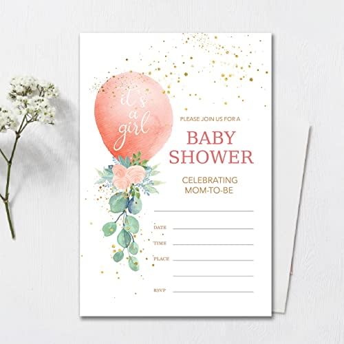 Yidou ירק בולון ורוד ילדה נערת מקלחת לתינוק הזמנות למסיבת פרחים מקלחת למקלחת תינוקות מזמינה כרטיסים