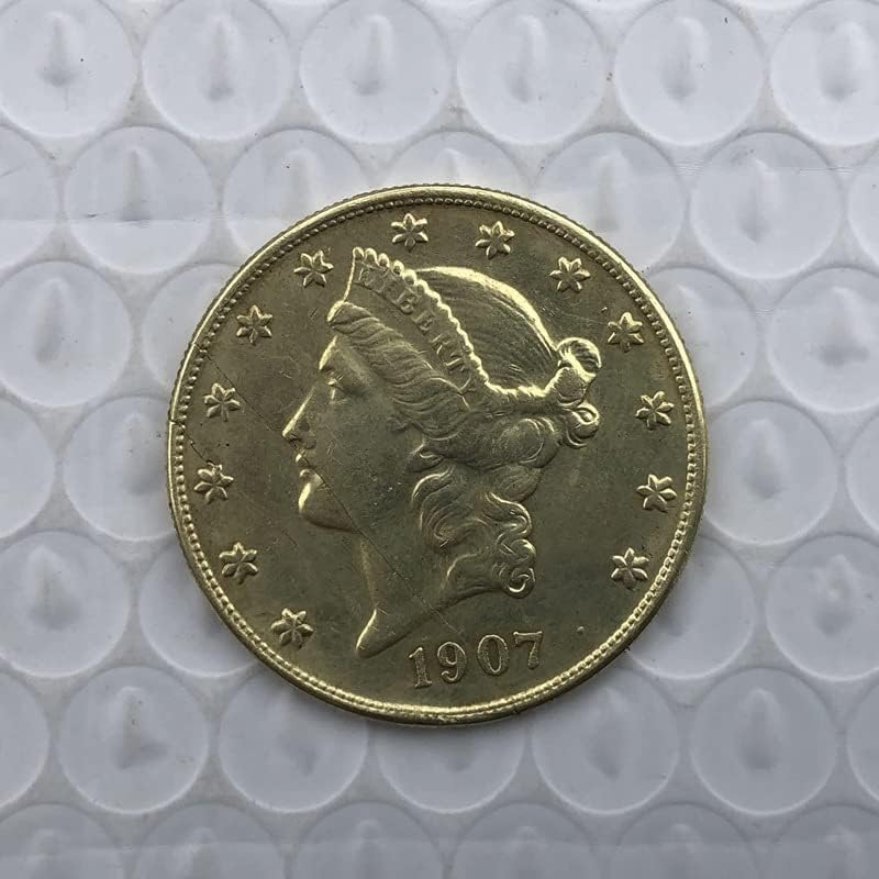 גרסת 1907S אמריקאית 20 מטבעות זהב פליז עתיק עתיק מטבע זיכרון זר 34 ממ