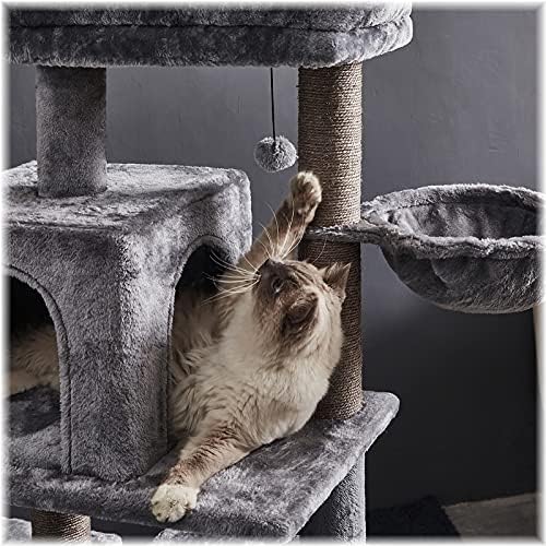 45 סנטימטרים רב-רמת חתול מגדל, חתול עץ, חתול עץ, עם ערסל & סיסל-מכוסה מגרד הודעות, 2 יוקרה דירות, עבור
