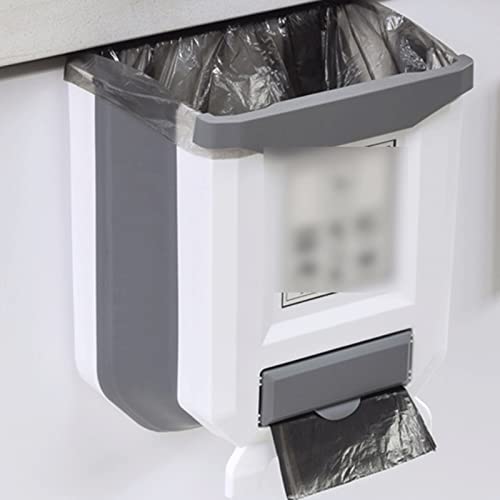 Allmro זבל קטן יכול דלת תלייה מתקפלת פחית נייר נייר פלסטיק סל ארון מטבח ביתית פח אשפה