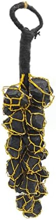 Aashita יצירות אבן גולמית שחורה טורמלין תלויה להגנה