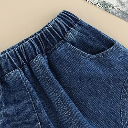 פעוט בני ג 'ינס מכנסיים קיץ בגדי תלבושות מקרית אלסטי מותניים קצר ג' ינס עם כיס מכנסיים קצרים עבור ילד