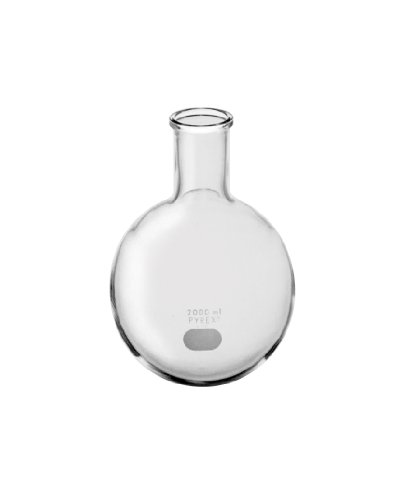 קורנינג פיירקס בורוסיליקט זכוכית טבעת קצרה צוואר עגול בקבוק רתיחה עם 10 מס 'פקק גומי, קיבולת 2000 מל