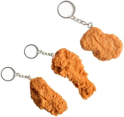 חיקוי מזון צ ' יפס עוף נאגטס כנף מזון מחזיק מפתחות יצירתי מחזיק מפתחות כיף עבור תיק ארנק אביזרי רכב