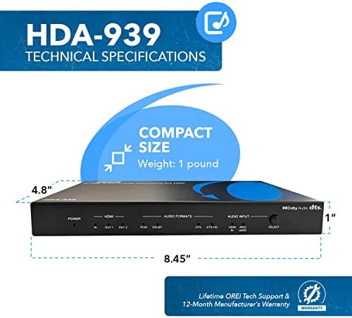 OREI 4K 60Hz EARC AUDIO EXICOOR לממיר פלט HDMI Downmixing L/R HDMI Downscaler HDMI 2.0 ARC תמיכה ב-