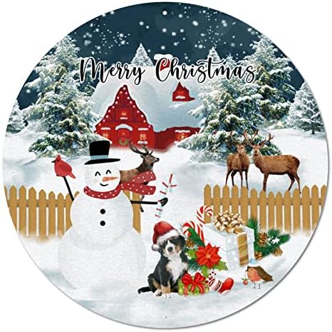 שלט מתכת עגול חג מולד שמח איש שלג כלב שלט חג חג מולד פוסטר מתכת פוסטר במצוקה שלט חדר פאב לוחות לבית